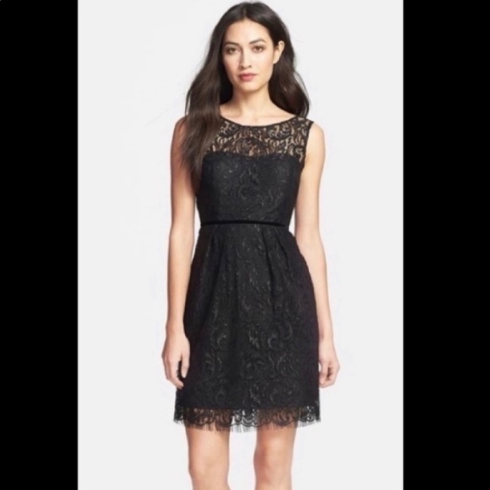 Size 6 Jenny Yoo for Anthropologie/BHLDNHarlow Metallic Lace Dress in Black
